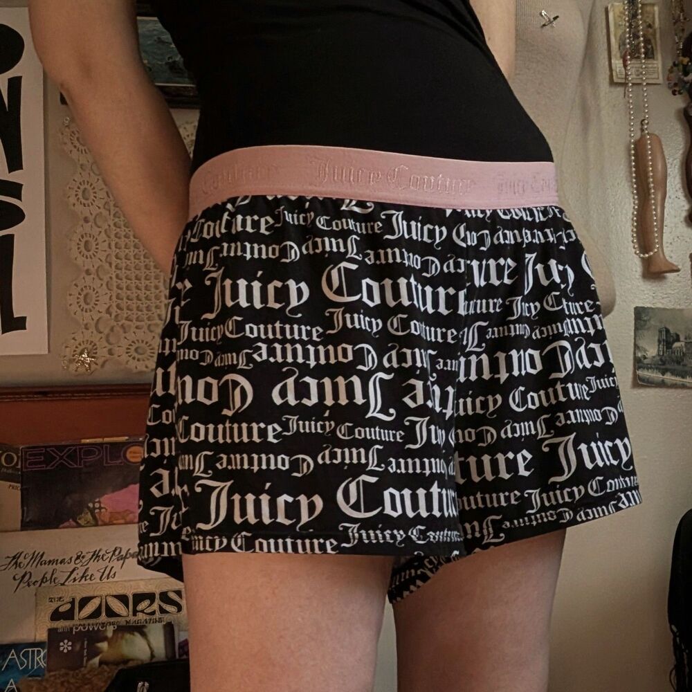Juicy Couture Graphic Sleep Shorts Women's Large Black White